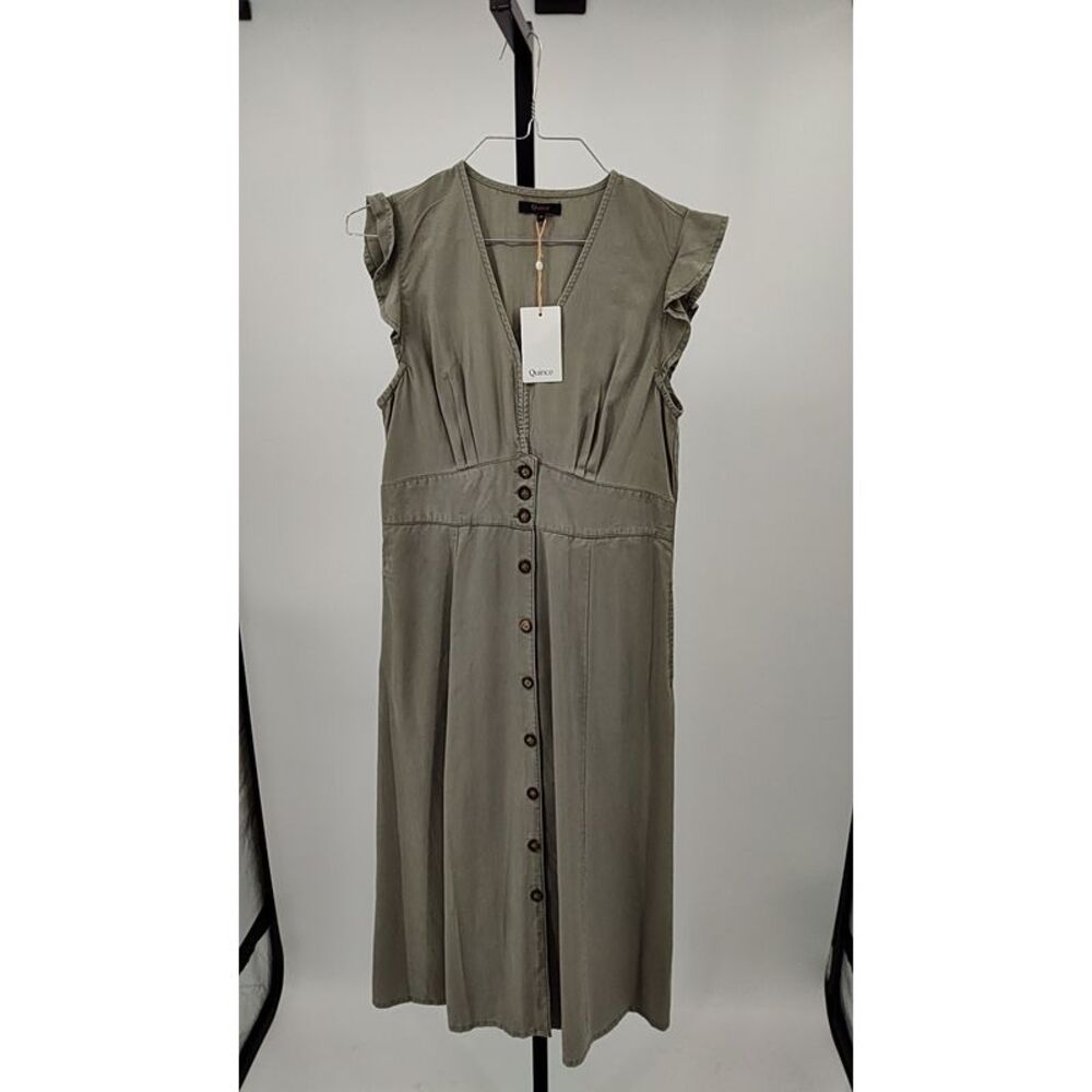 Quince Olive Button-Down Dress